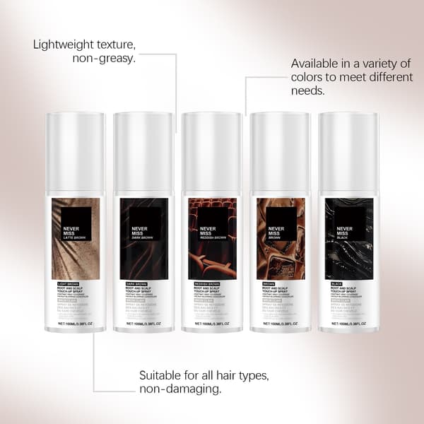 Snabb Touch-Up Spray för Rödbrunt Hår - Mörkbrun, 100ml Växtbaserad Formula