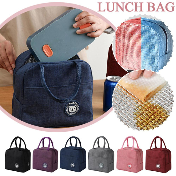 Isolerad Cool Thermal Lunch Bag Mat Förvaring Picknick Tote Bag Fo Grey One size