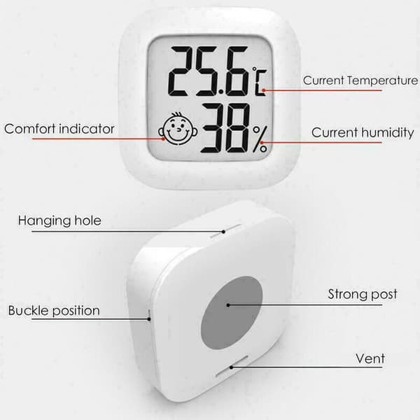 Innendørs LCD Digital Fuktighet Temperatur Termometer Hygrometer Måler Rom