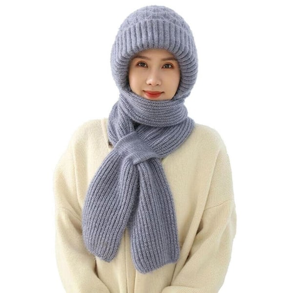 Vintermössa & Halsduk Set med Öronvärmare - Stickad Vindtät khaki One size