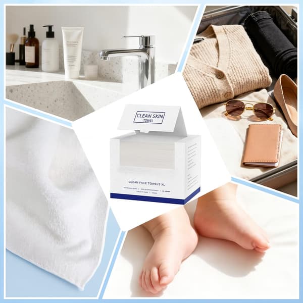 Clean Skin Ansigtsklude XL, Engangs Ansigtsklude (50 stk.) Plantebaserede Renseklude til hudpleje, Fjernelse af Makeup, Parfumefri Ansigtsklude