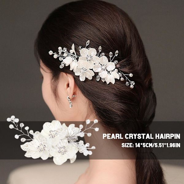 Kristall- och pärlblomma hårklämma för brud, från accessoire K8C L4K4