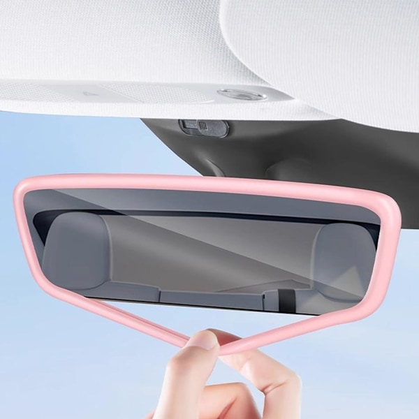 Inner Rearview Mirror Cover Frame Silicone Case Ac för Model 3 Y pink one-size