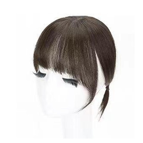 Modeperuk med långa lugg, hårklämma, kvinnor, naturlig sömlös syntet dark brown 1pcs