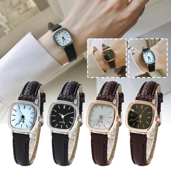 Herr Mode Casual Lyx Läderrem Kvarts Business G3C5 Armbandsur S1F2 Gold White One size