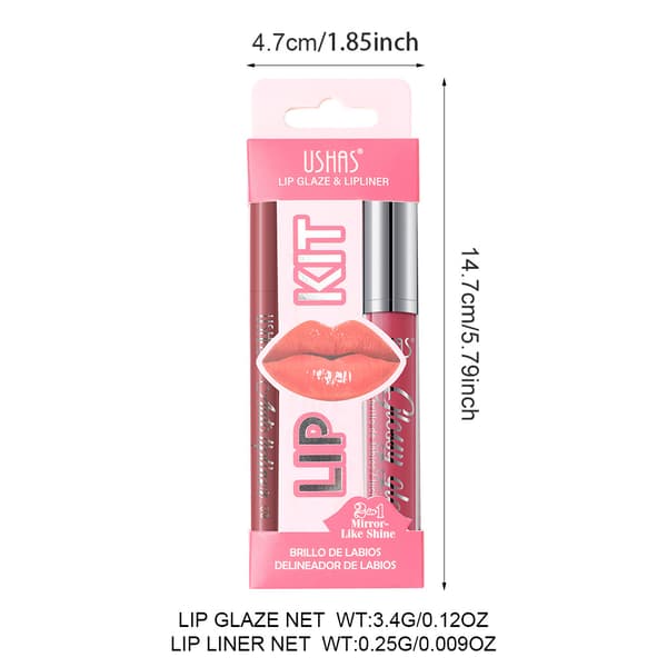 Lipgloss + læbeblyant + læbefarve + læbestift langtidsholdbar lipgloss UCS003