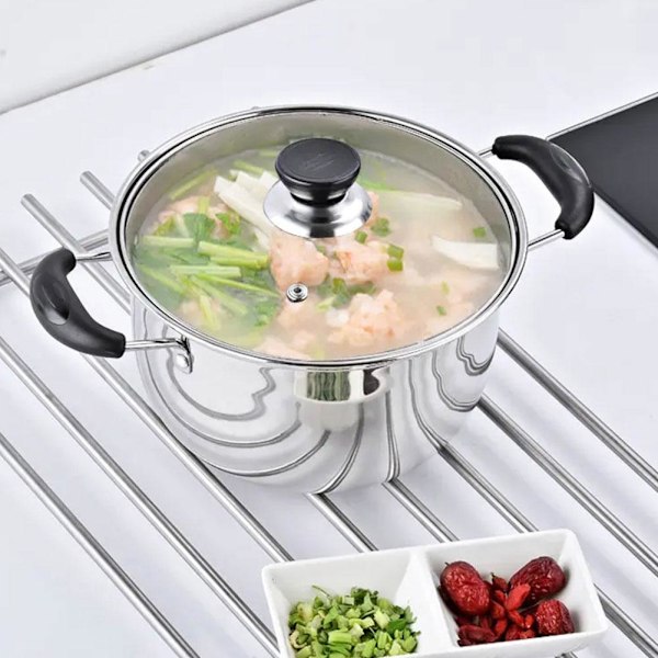 Kastrullset Stål Non-stick Induktion Nya Grytor Djupa Set Pannor silverF 26 CM