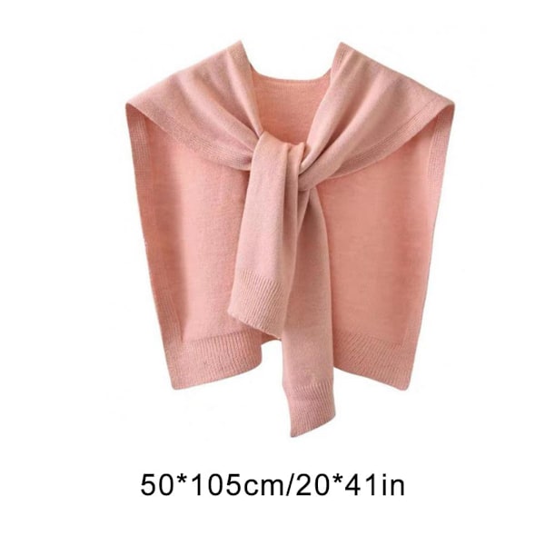 Stickad Sjal Väst-färgad Axel Sjal Tunn Kofta Med Falsk Krage Halsduk L6n0 pink onesize