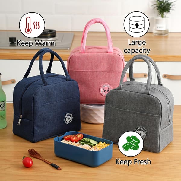 Liten 6L isolerad lunchväska med foliefoder, mini isolerad väska, isolerad lunchlåda med foliefoder, bärbar isolerad väska, vikbar, lämplig