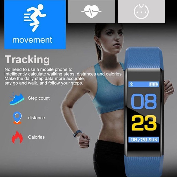 Fitness Smartwatch Aktivitetsmätare Hjärtfrekvens Kvinnor 2024 Barn blue A