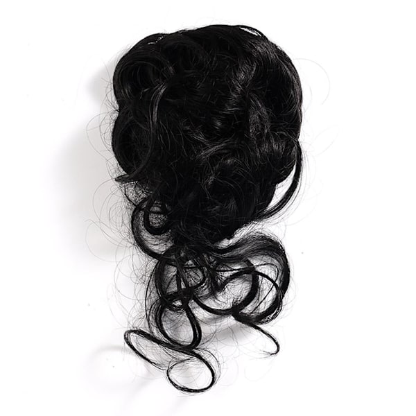 Lockigt Messy Bun Hårfäste Scrunchie Updo Hästsvans Hårförlängning Brown black one size