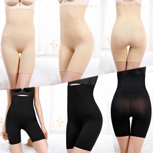 Kvinnors seemless lår smalare Shapewear mage och höftlyft byxa Beige XL/XXL