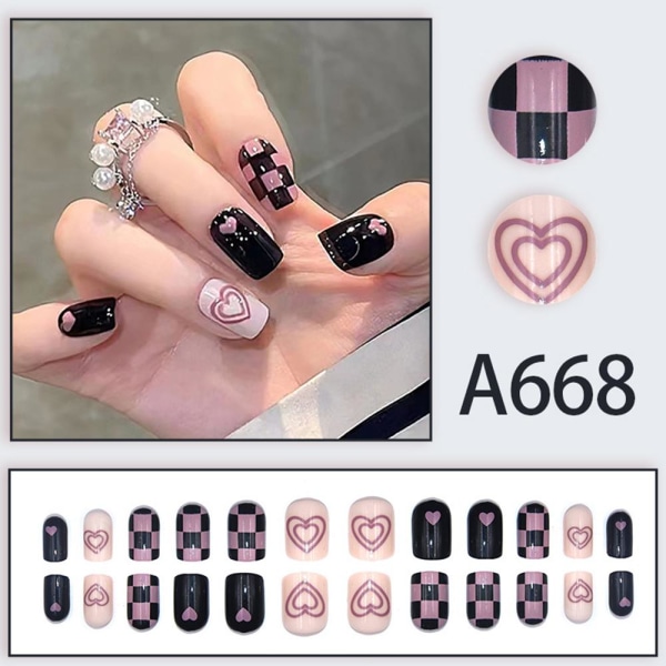 Fashion Falska Naglar Set Färdiga Nagelplåster Bärbara Naglar Art Pa 6 set