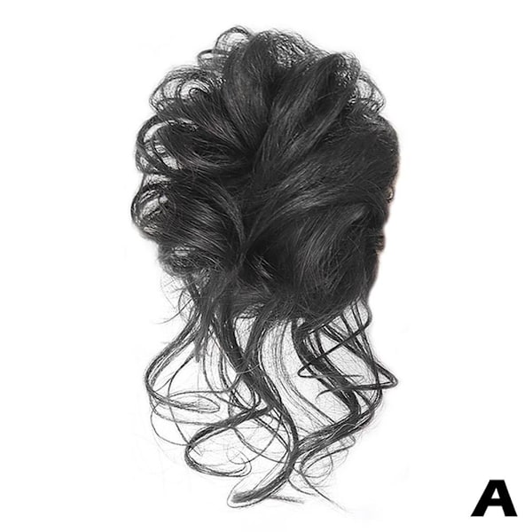 Lockigt Messy Bun Hårfäste Scrunchie Updo Hästsvans Hårförlängning black one size