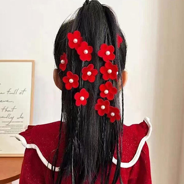 40cm Söt Tjej Färgglad Peruk Hårrep Prinsessa Fläta Hästsvans Elastiskt Hår O6B7 red and white one-size
