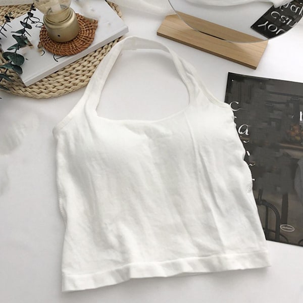 Linne, rygglöst med inbyggda bh-inlägg, Sling Vest Top Q9C7 I9T1 White One size