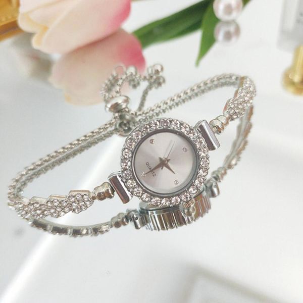 Ny Trendig Rund Damklocka med Justerbart Armband Rose Golden Green