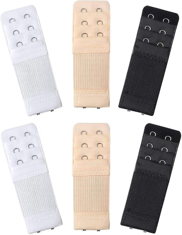 Elastisk BH-forlengersett - 6 stk BH-stroppforlengere (hvit, svart, beige)