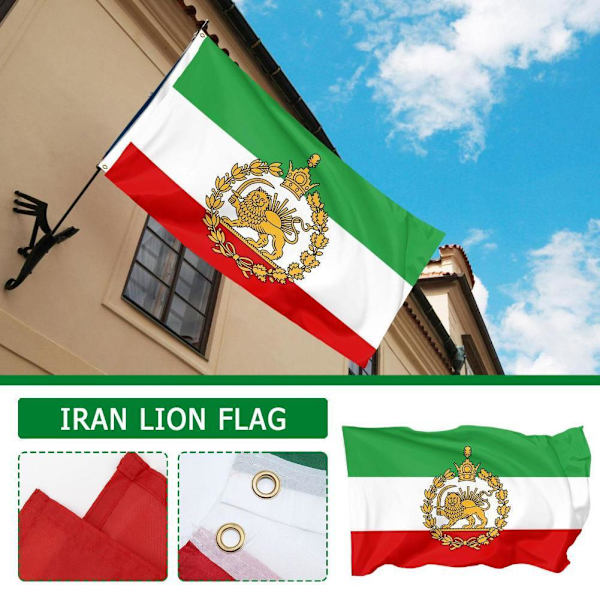 Persien Iran Lejon Ärmförsedd Flagga Persisk Iransk Flagga~Shah NY 3x5ft S4J3 A One-size