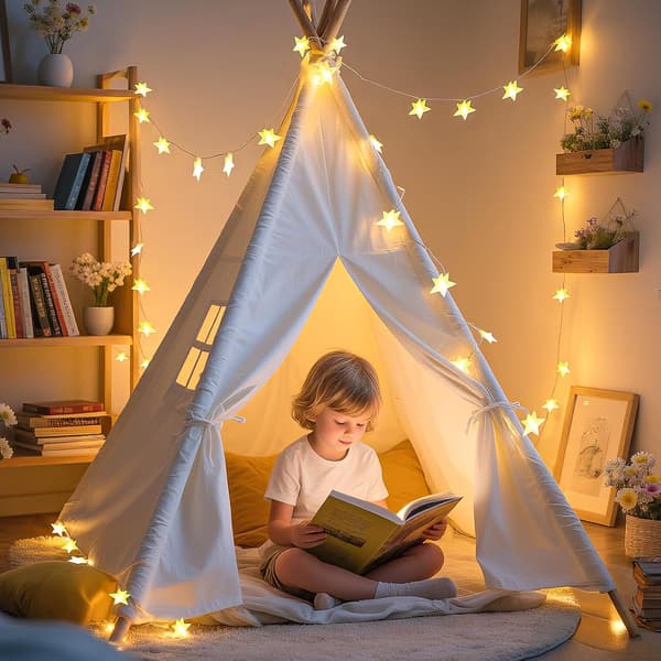 Oppladbare stjernelys, 5,2 m 50 LED-stjernefeelys batteridrevet med 8 moduser og timer, blinkende julelys for soveromstelt veranda