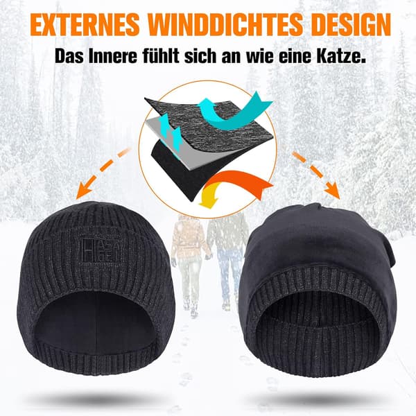 Unisex vintervarm stickad mössa, varm löparmössa, skidmössa med foder och fleecefoder