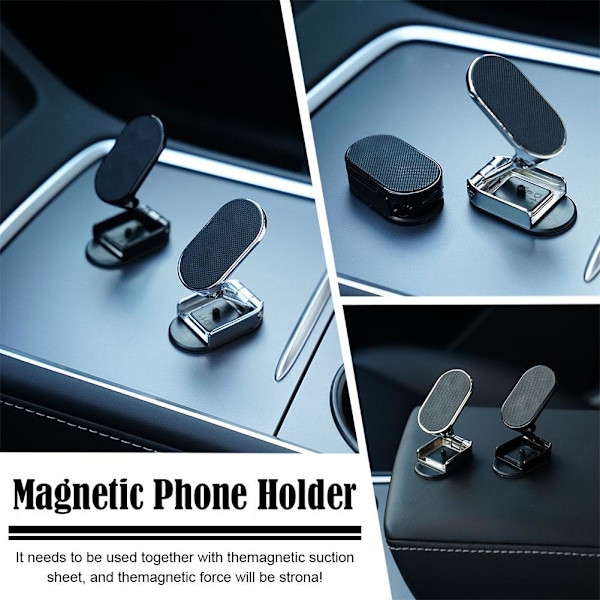 Uppgraderad Magnetisk Bilinstrumentbräda Mobiltelefonhållare Fäste 360°Ro silver One-size