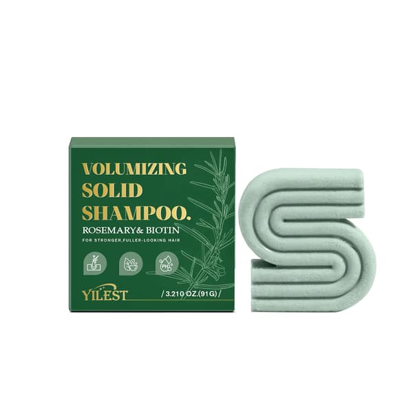 Rosmarin Essens Shampoo Bar til Mørkt, Fugtet Hår - Risformel Black and white