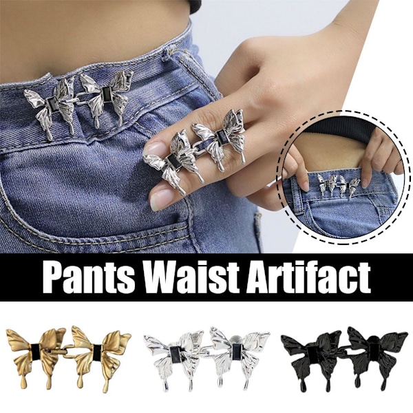 RJSQAQE Butterfly Jeans Knappnålar, Dra åt Midjeknappar för W sliver one-size