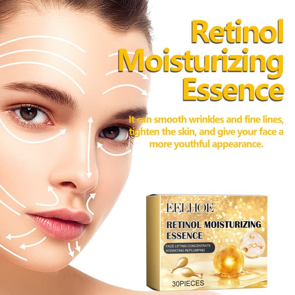 Retinol Ansigtskapselserum udglatter akne og bumser, opstrammer og blødgør huden.