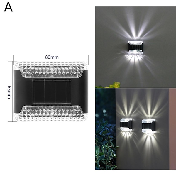 Solvägglampa upp och ner, IP43 vattentät solstängsellampor, blackA white light