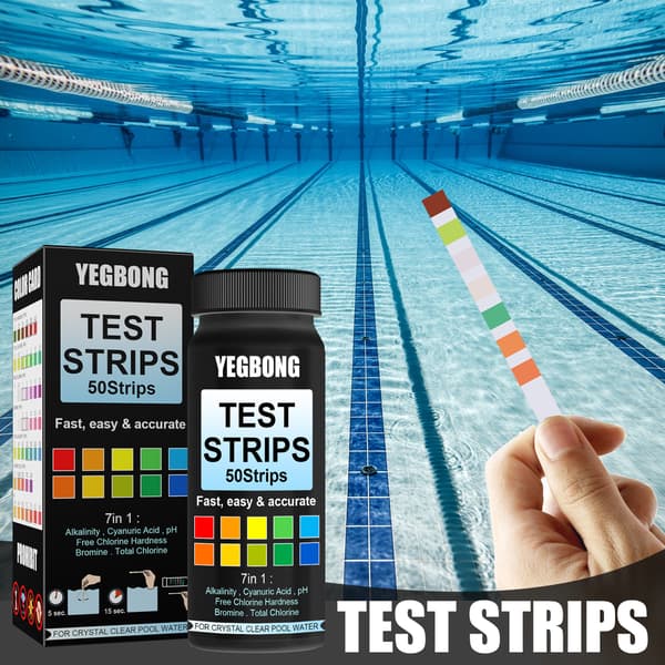 7-i-1 Vattenkvalitetsteststickor för Pooler och Kranvatten, Bärbara pH-teststickor för Mätning av Vattenhårdhet och Total Hårdhet