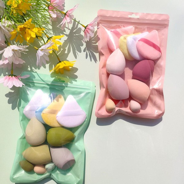 11 st Sminksvamp Set Makeup Ägg Tumme Puderpuff Mini Puff Bomullspuder A4E5 green 11pcs
