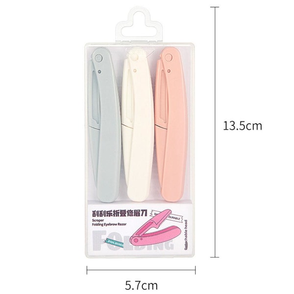 Reptålig Hopfällbar Ögonbrynstrimmer Rakhyvel För Nybörjare M2r1 3 Color 3pcs