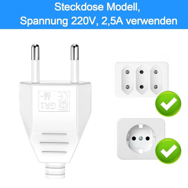 Europlugg og flat 4 strømkontakter 220 V Schuko hvit
