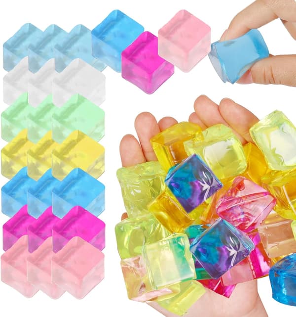 Isbit Sensoriske Leker 24 Stk Squishy Fidget Stresskube for Voksne Barn Angst Stresslindring Håndterapi Sensorisk Squishy Ball Klasserom Premieboks T