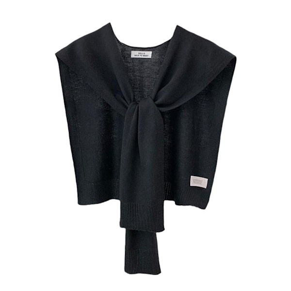 Koreansk Stickad Sjal Sommar Luftkonditionering Falsk Krage Hals Gu Black One size