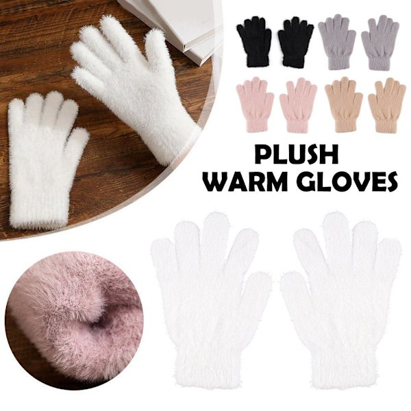 2x Mink Sammet Tjocka Handskar Fluffiga Päls Helfingerhandskar Vantar Varma Gl`AU. Gray One size