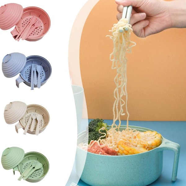 Ramen Skålset Mikrovågsugn Ramen Kokare Instantnudlar Skål Med Blue One size