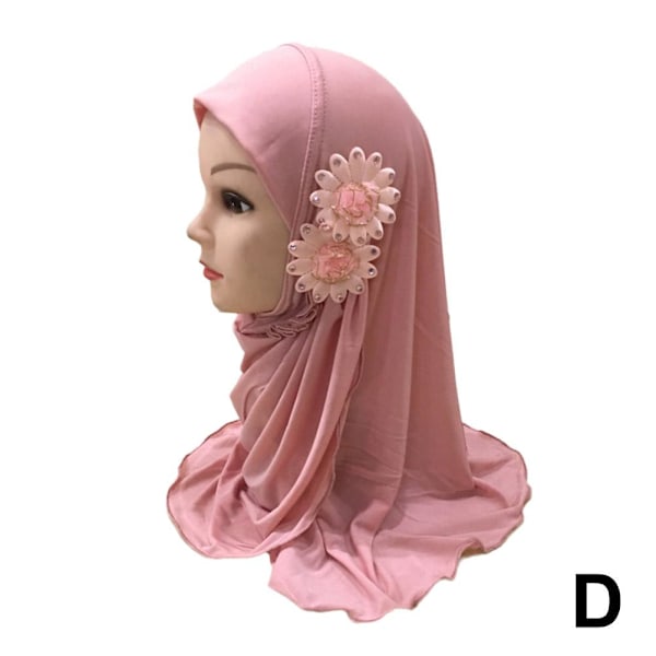 MUSLIMSKA BARN FLICKOR HIJAB ISLAMISK HUVUDDUK BARN HIJAB PÅ Pink-1 1pcs