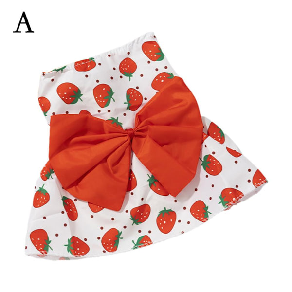 Liten hund Prinsessklänning Blommor Båge Kjol Bröllop Båge Kläder Red strawberries S S