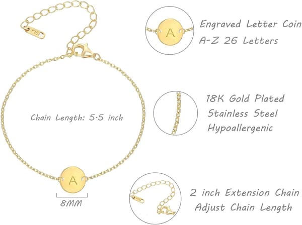 Initial Charm Armbånd 18K Guldbelagt Rustfrit Stål