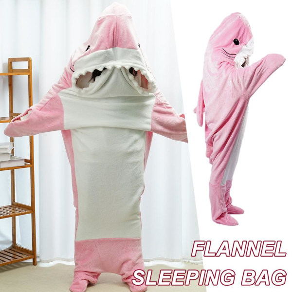 EIRZNGXQ Hajfilt, Onesie Pyjamas, Bärbar filt med huva PinkL 2XL