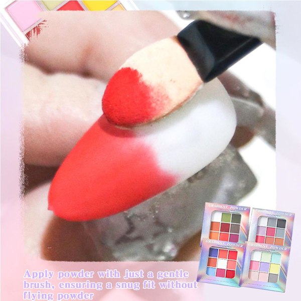 9 Färger Solid Klappande Nagelpulver Rosa Glittrande Lat Gradient XZ-422 1set