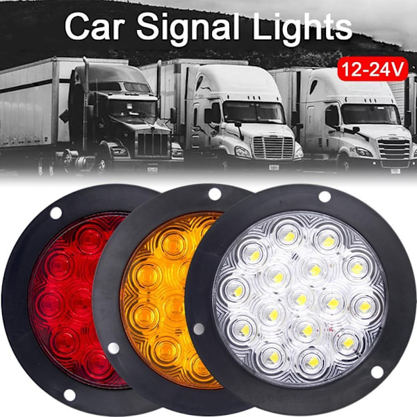 4 tum 16 LED Bakljus Bromsljus Rund Bakre Lampa Blinkers Stopp Varningsljus Backljus För U2Y7 Red One size 2pcs