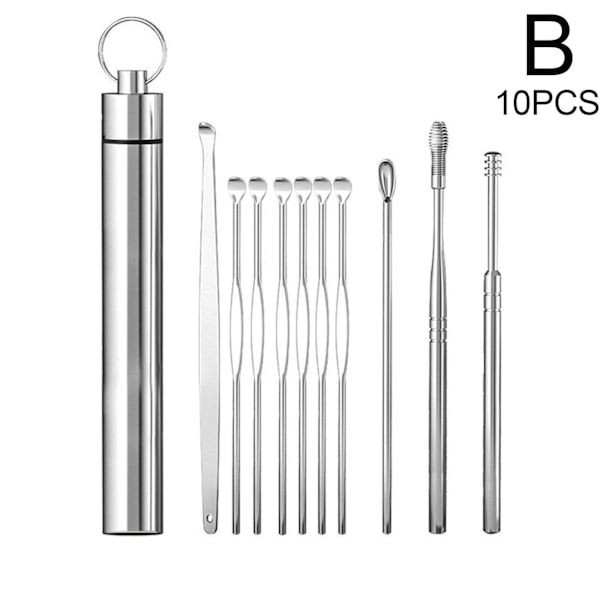 10 st hushåll bärbar öron sked spiral fjäder öron plockning för eight One-size