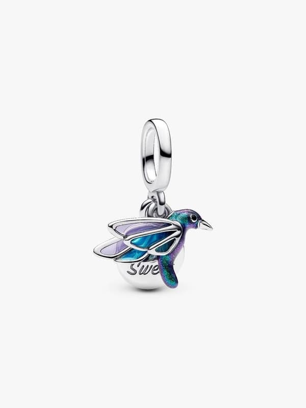 PANDORA-Kolibri dubbel dinglande berlock-Sterlingsilver-Med presentförpackning
