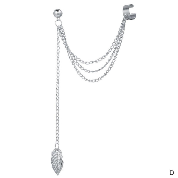 7PCS örhänge manschett set punk rock blad kedja tofs dingla örhänge manschett Wr silver 7 pcs