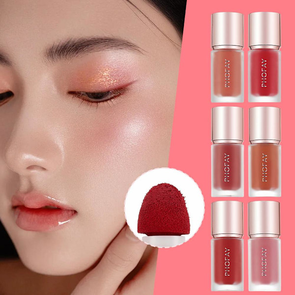 PHOFAY Mousse Flytande Rouge Matt Puderrouge Flytande Rouge Pud 06# 4.8ml