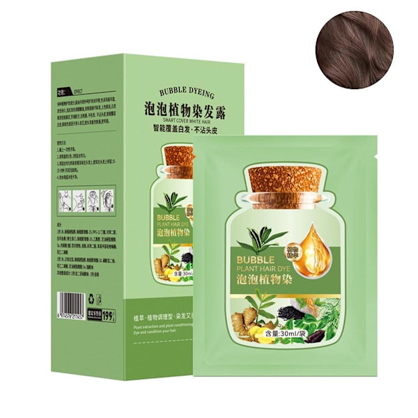 Bubbelhårfärg utan stimulering, lätt att tvätta ut, unisex, naturlig växt chestnut brown 10pcs*30ml