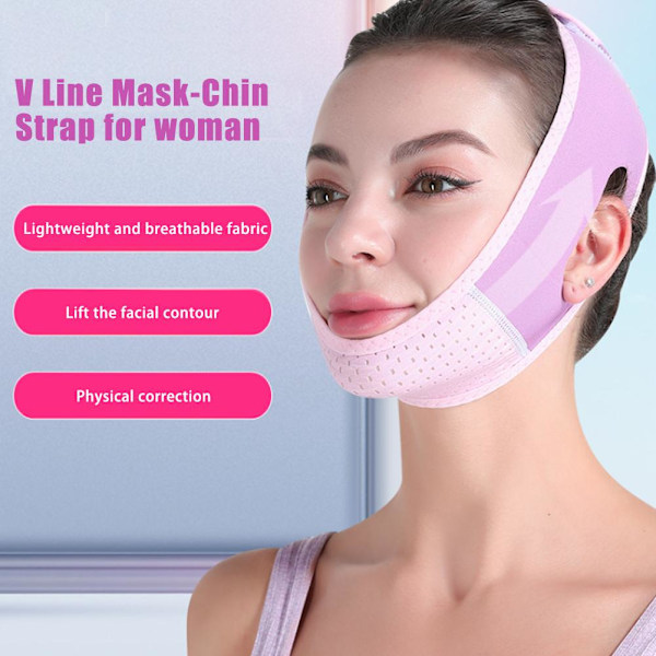 V-linjemask - Hakrem för kvinnor Ansiktslyft Dubbelhaka Str pink 1pcs